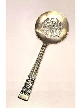 Vintage Silver Plate Pierced Serving Spoon Floral Community.CM2274